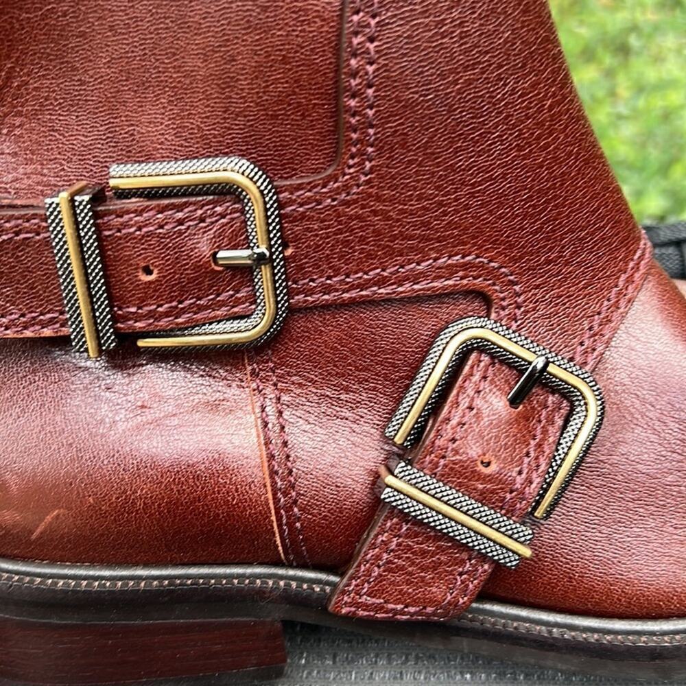 New ▶️ Vince Camuto ◀️  Alicenta Chocolate Brown Mid Calf Moto Women's Boots - Picture 5 of 16